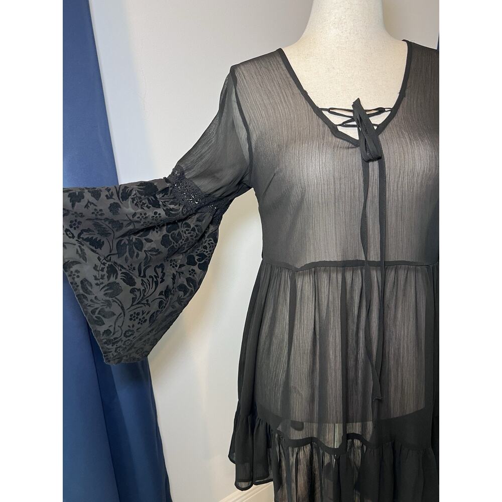 BAND OF GYPSIES (M) Sheer Ruffle DRESS-Whimsygoth-Boho-Gothic Babydoll-Fairy